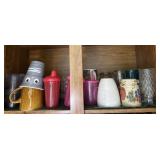 Top shelf of mugs and cups