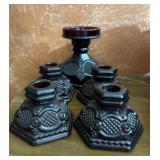 Lot of 5 Avon Ruby Red Candel Holders