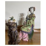 Lady with Bird Cage Porcelain Chinese Figurine