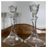 24% Crystal tulip candle holders - pair of 2
