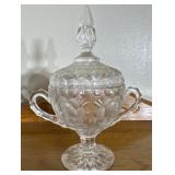 Cut Glass lidded bowl rose pattern