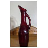 Small ruby red glass pitcher