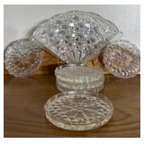7 pieces small clear glass saucers