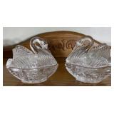 Clear glass swan trinket dishes