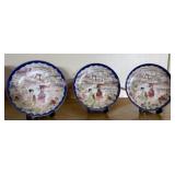 Set of 3 Geisha plates Small chip on right plate