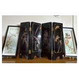 Lot of  3 pieces including table folding screen