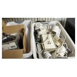 baskets of wall plug ins, outlet extenders, mis