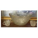 Anchor Hocking punch bowl and Set of 8 cups