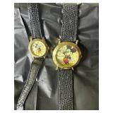 2 Mickey Mouse Watches with leather bands