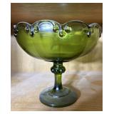 Green Indiana Glass Pedestal Bowl