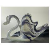 art glass swan bowl