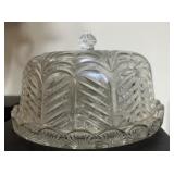 Crystal cake plate with lid - heavy