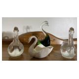 swan paper weights and ceramic piece