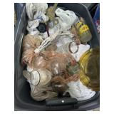 glassware and misc in tote