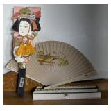 Japanese Hagoita and painted hand fan