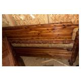 cedar headboard and footboard includes metal rails