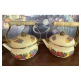 Set of 2 Enamel Tea Kettle - fruit theme