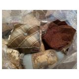 large bag of misc decorative pillows and cases