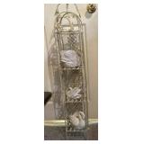 Metal plant stand with 3 swan ceramics
