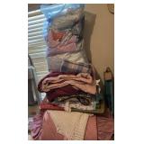 Large lot of blankets, sheets, comforters, etc