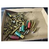 flat of misc ammo including 22, 270, 38, 380, 12