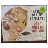Metal sign still in plastic