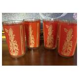 Set of 4 Culver Red  Thai Goddess Highball Glasses