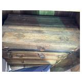 Wooden trunk and contents