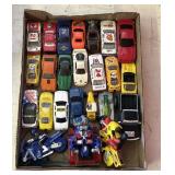 flat of toy cars including hotwheels and others