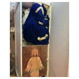 Wooden box and contents