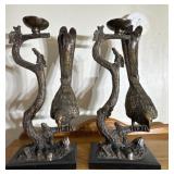 Pair of parrot theme candle holders