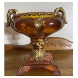 Amber colored centerpiece bowl