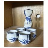 Japanese Sake Set - One cup has chip