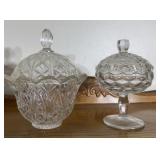 2 candy dishes - left one possibly crystal