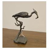 Blue Heron metal statue approx 10 inches tall