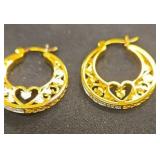 Golden Hearts Diamond Hoops Earrings from
