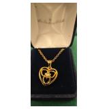 Fanberry mint heart gold tone