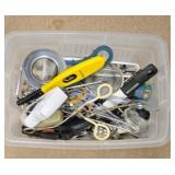 A tote and contents of kitchen utensils