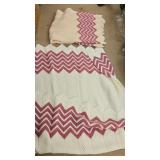 Pair of mauve and cream Coverlet