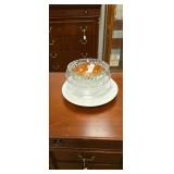 Group of clear serving bowls and a tray