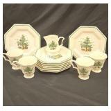 Nikko Christmas dish set approx 13 pieces octagon