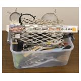 Box of various cooking utensils