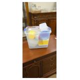 Tote of plastic storage