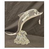 Nice glass dolphin on a wave approx 15 inches