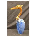 Magrum Pottery Blue Heron approx 24 inches tall.