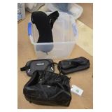 Travel bags and a small tote with lid