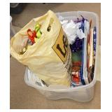 Tote full of bows, bags and tissue paper