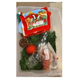 Christmas tote full of decor and centerpiece