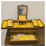 Vintage jewelry box and contents