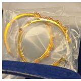 Gold tone Hoop Earrings with pink flowers from